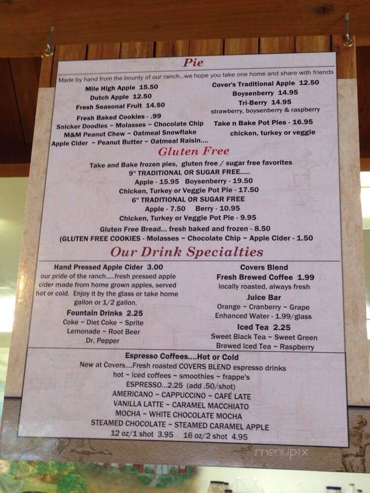 Cover's Apple Ranch Bakery and Restaurant - Tuolumne, CA menu_pic