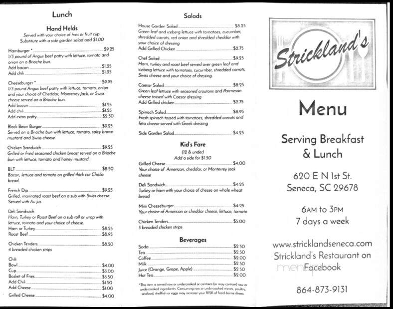 Strickland's - Seneca, SC menu_pic
