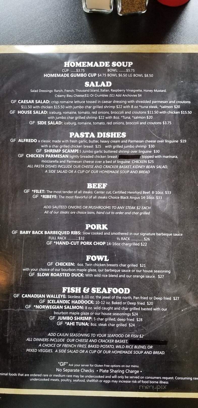 Angler's Restaurant - Manitowish Waters, WI menu_pic