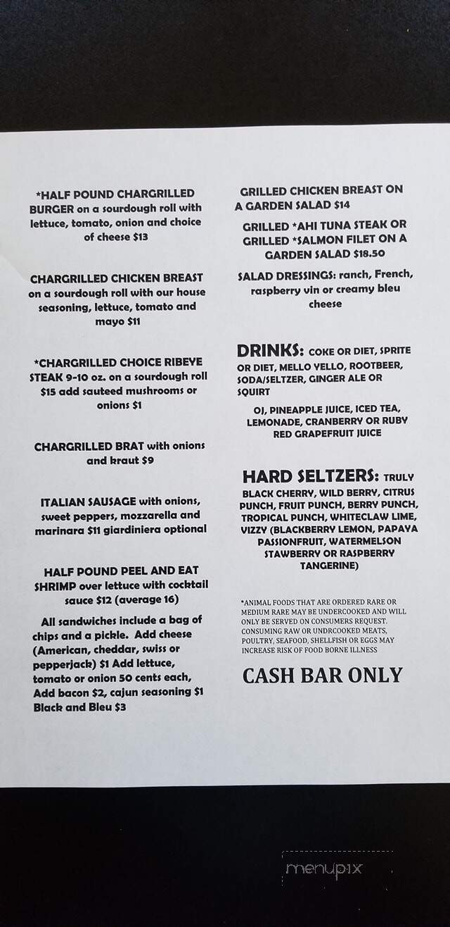 Angler's Restaurant - Manitowish Waters, WI menu_pic