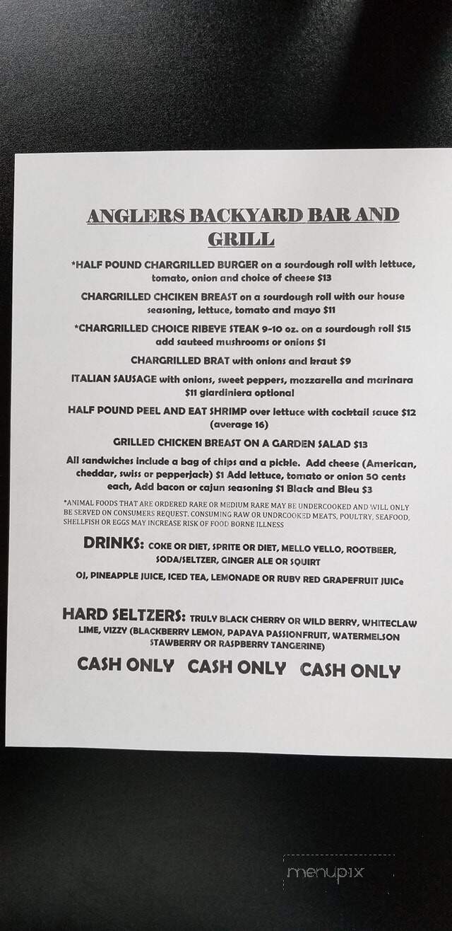 Angler's Restaurant - Manitowish Waters, WI menu_pic