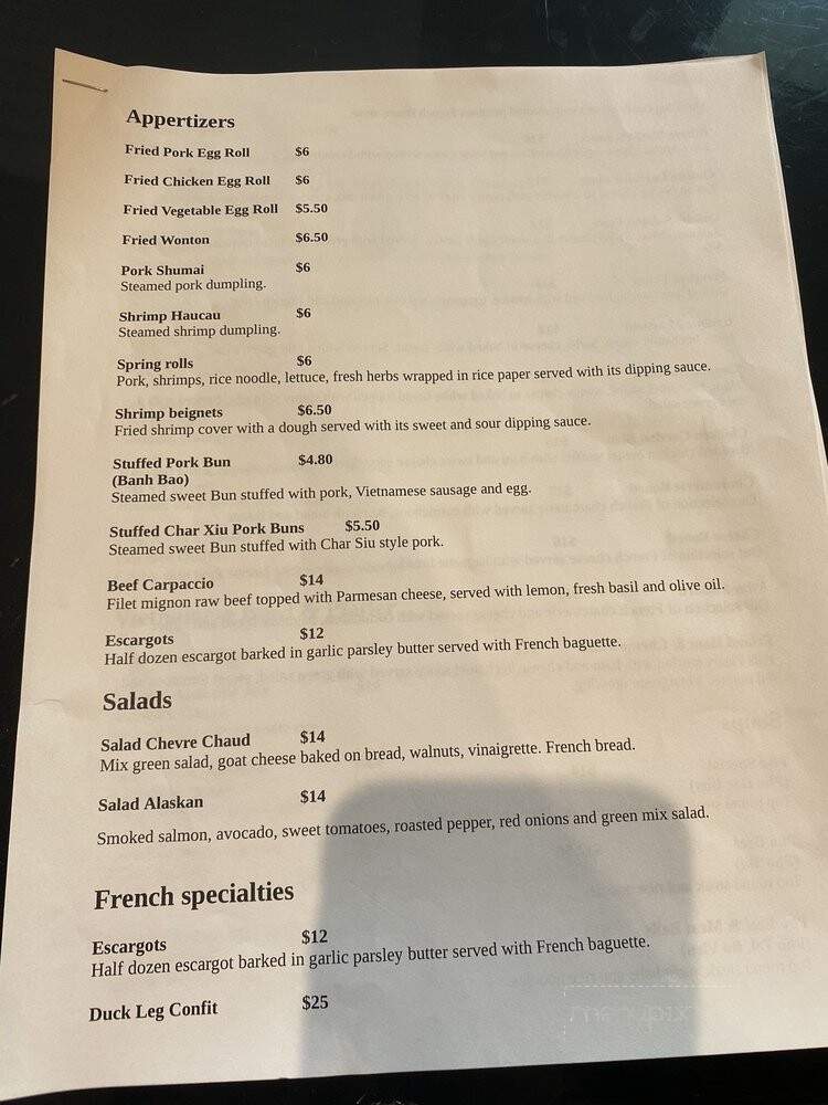 Saigon To Paris Cafe - Naples, FL menu_pic