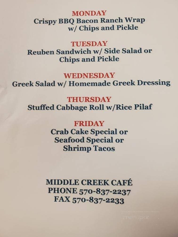 Middle Creek Cafe - Middleburg, PA