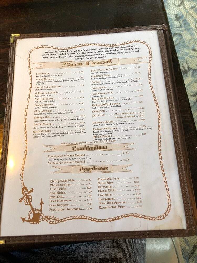 Captain Joe's - Midway, GA menu_pic