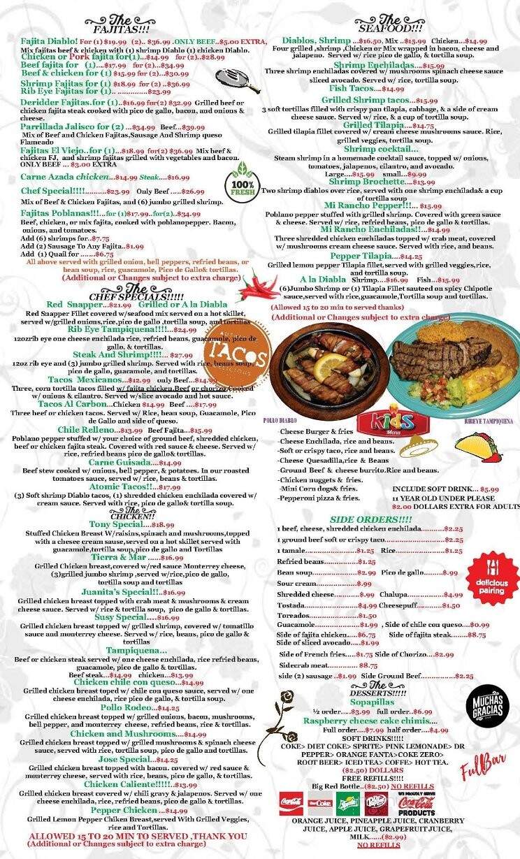 El Viejo Tony Mexican Bar & Grill - Port Arthur, TX menu_pic