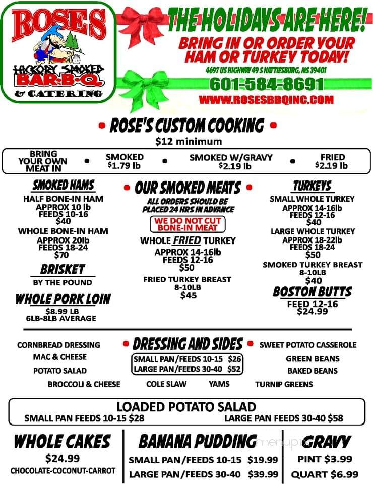 Rose's Bar Bq - Hattiesburg, MS menu_pic
