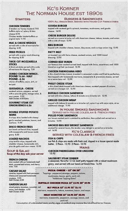 Kc's Korner Restaurant Tavern - South Plainfield, NJ menu_pic