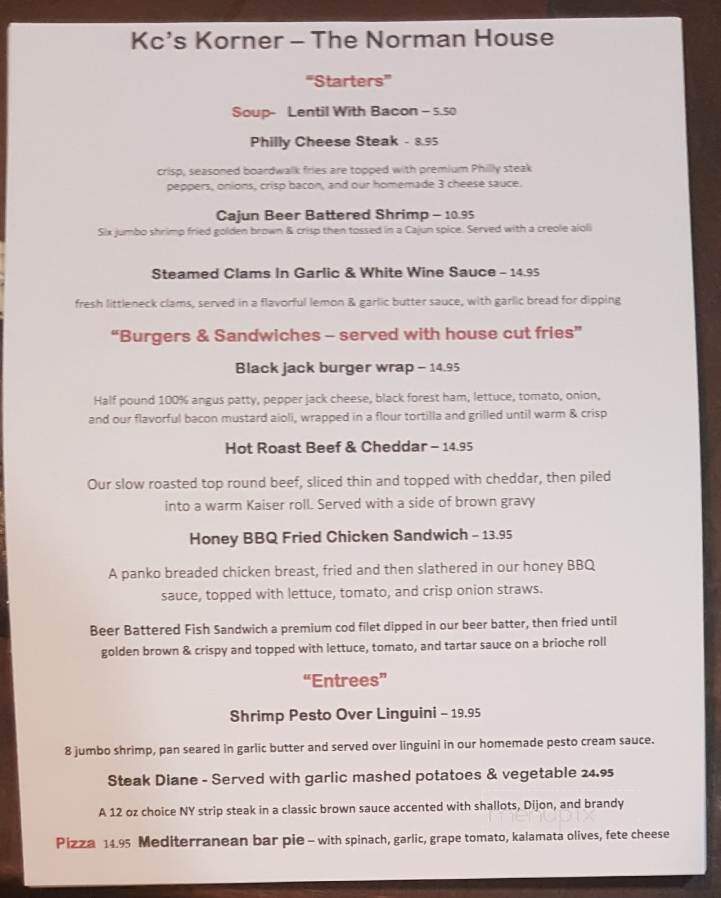 Kc's Korner Restaurant Tavern - South Plainfield, NJ menu_pic