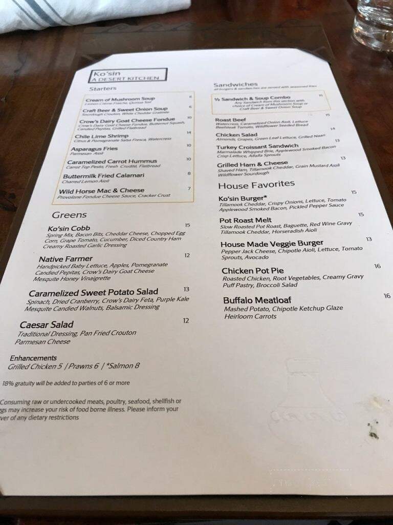 Ko'Sin - Chandler, AZ menu_pic