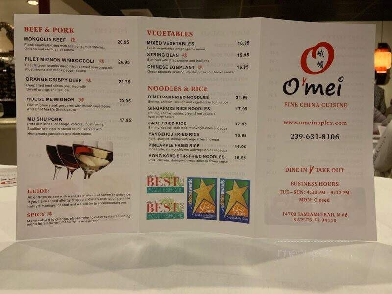O'mei - Naples, FL menu_pic