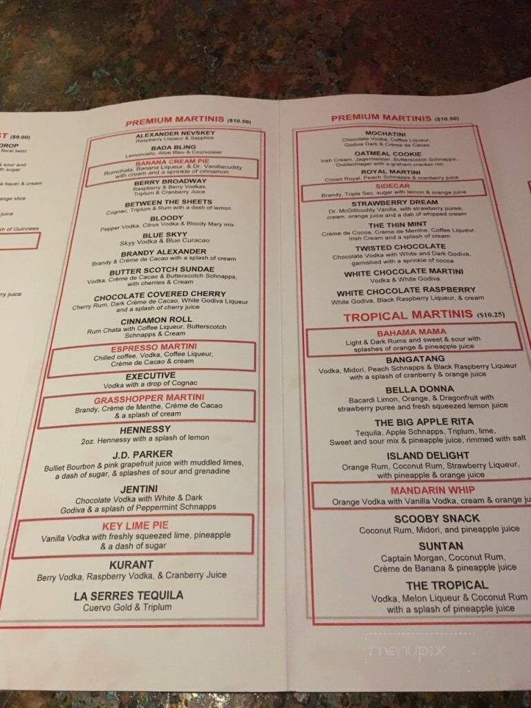 Deja Vu Martini Lounge - Appleton, WI menu_pic