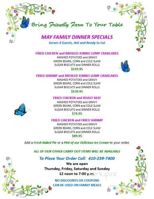 Friendly Farm Restaurant - Upperco, MD menu_pic