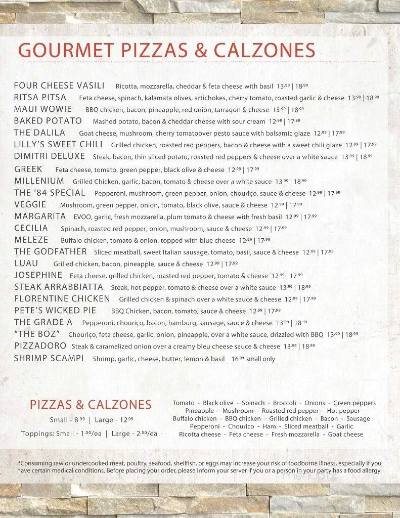 Agoro's Pizza Bar & Grill - Somerset, MA menu_pic