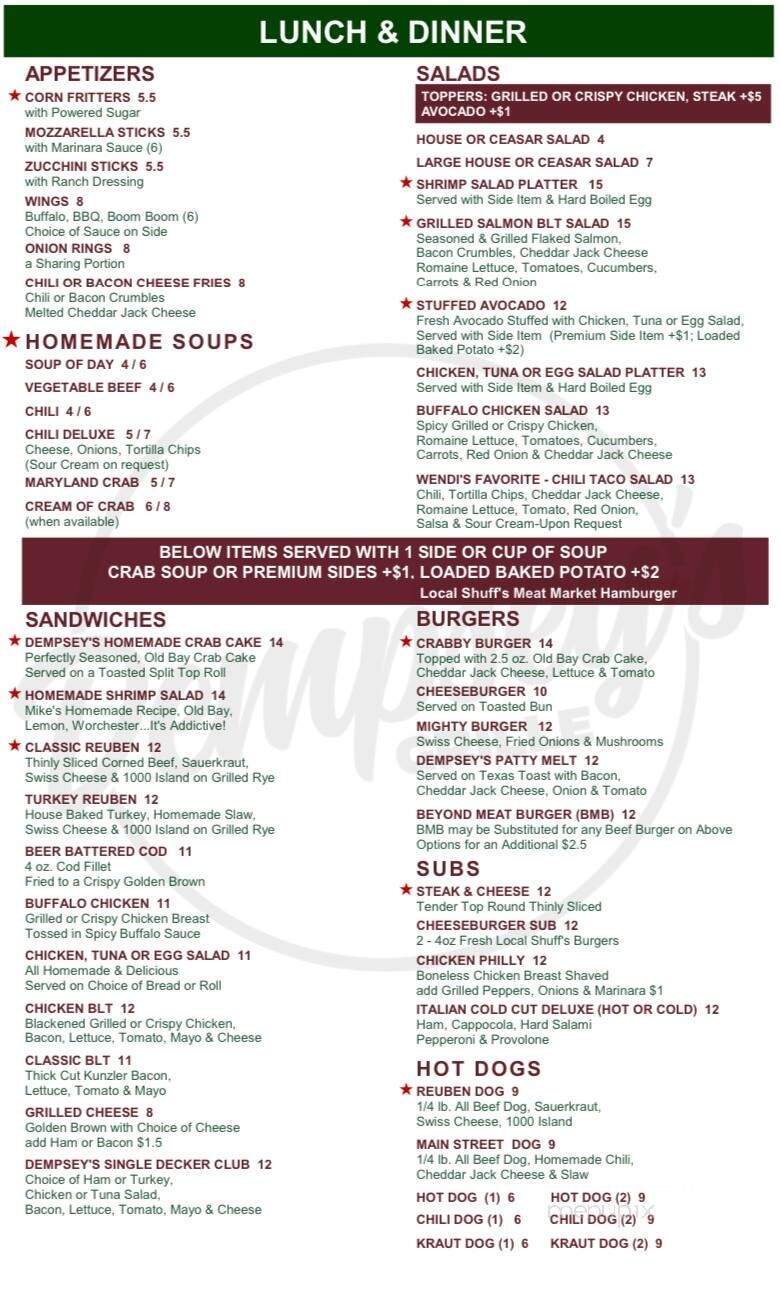 Dempsey's Grille - Middletown, MD menu_pic