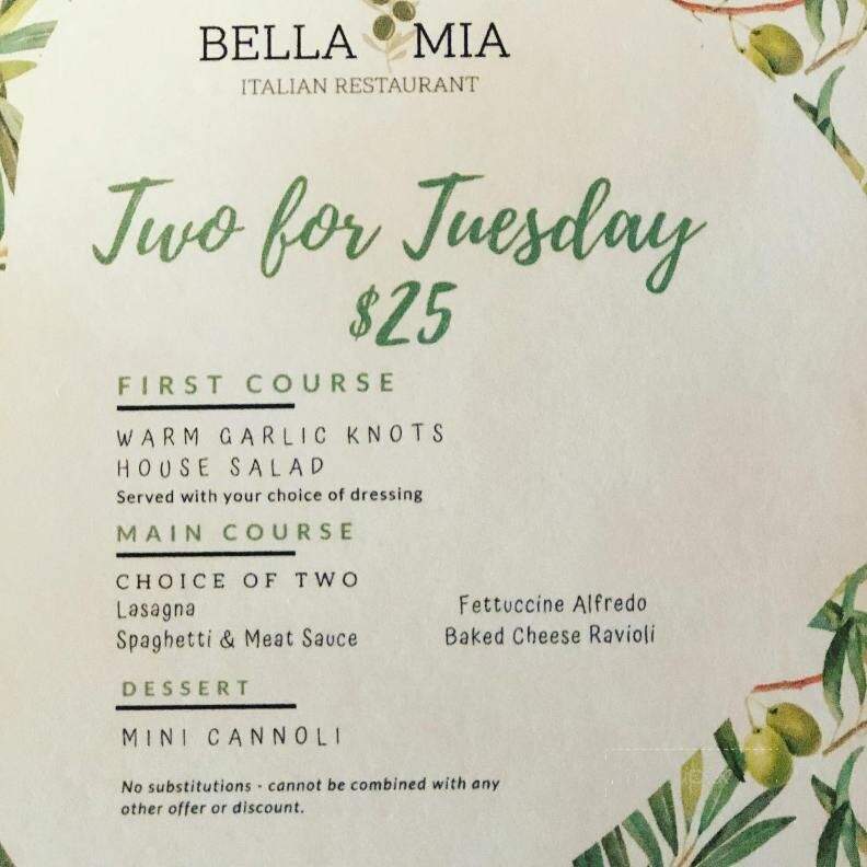 Bella Mia - Bradenton, FL menu_pic