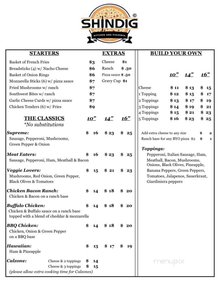 The Shindig Kitchen - New Carlisle, IN menu_pic