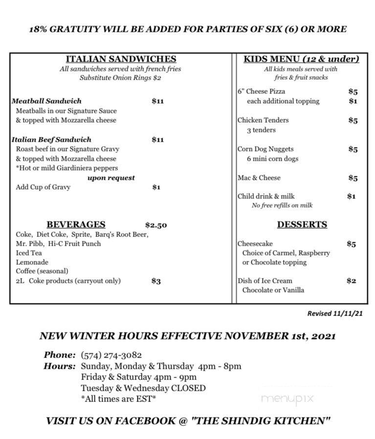 The Shindig Kitchen - New Carlisle, IN menu_pic