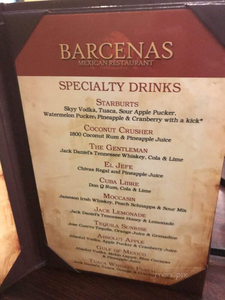 Barcenas Mexican Restaurant - La Marque, TX menu_pic