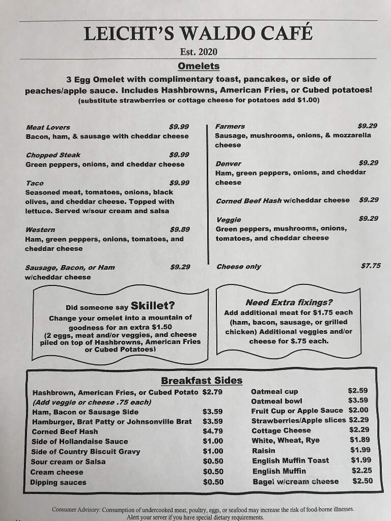 Waldo Cafe - Waldo, WI menu_pic