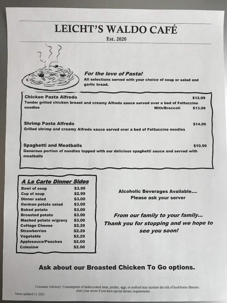 Waldo Cafe - Waldo, WI menu_pic