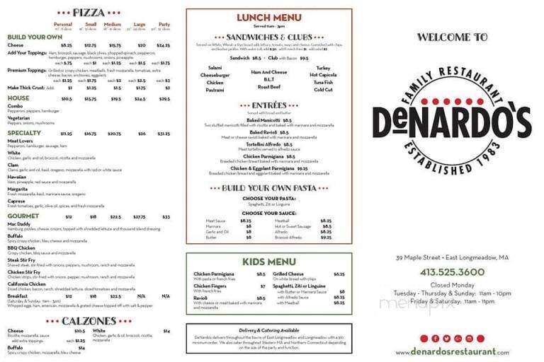 DeNardo's Pizzeria & Restaurant - East Longmeadow, MA menu_pic