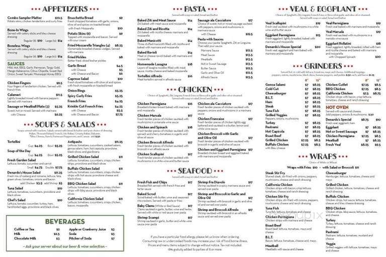 DeNardo's Pizzeria & Restaurant - East Longmeadow, MA menu_pic