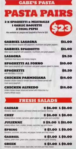 Gabriel Pizza & Restaurant - Nepean, ON menu_pic