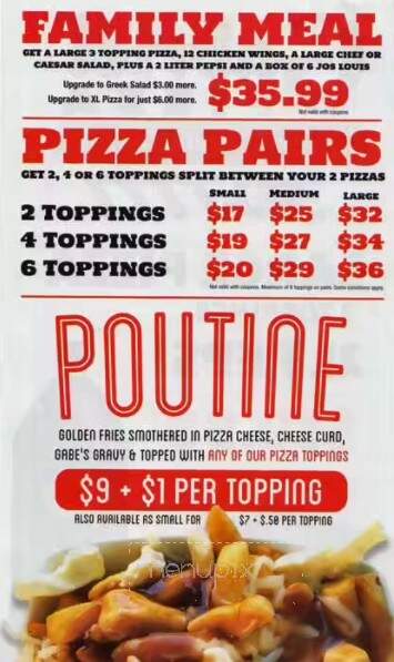 Gabriel Pizza & Restaurant - Nepean, ON menu_pic