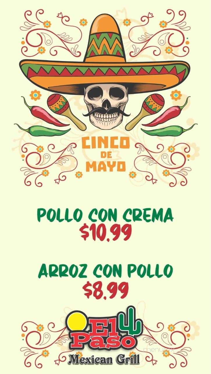 El Paso Mexican Grill - East Liverpool, OH menu_pic