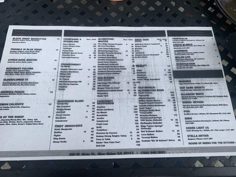 Black Sheep Restaurant, Bar & Patio - Blue Ridge, GA menu_pic