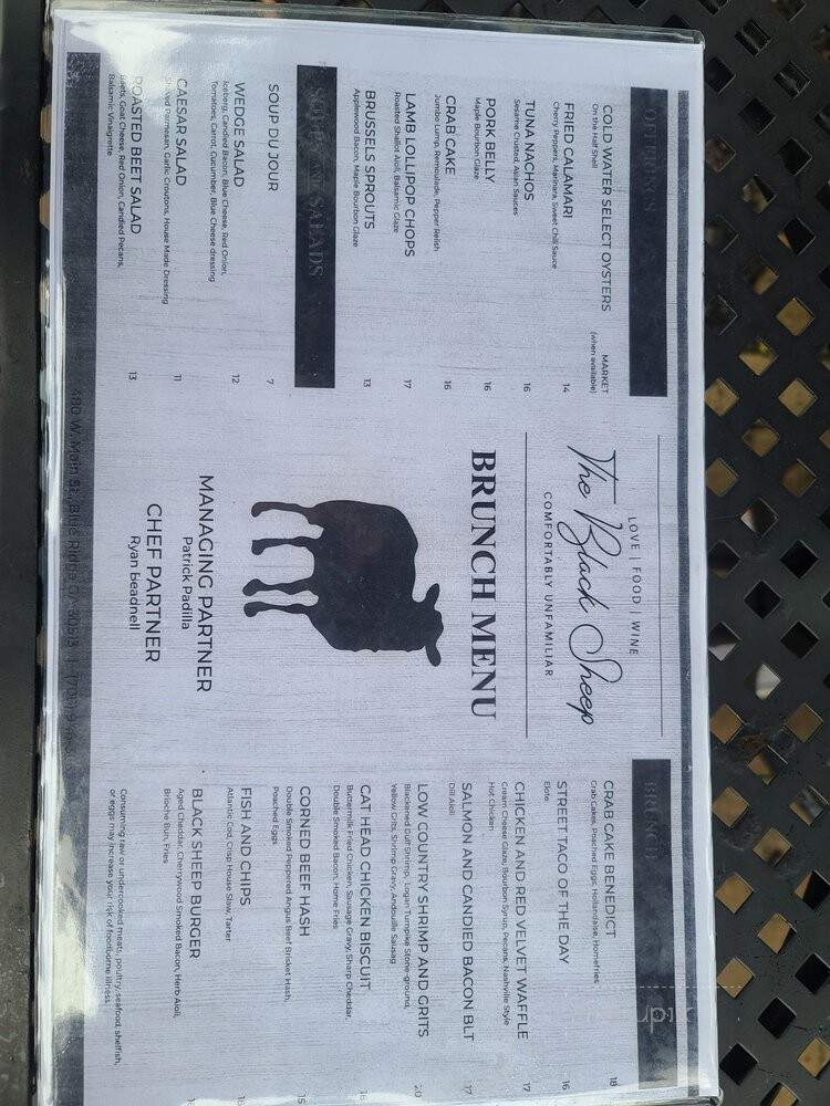 Black Sheep Restaurant, Bar & Patio - Blue Ridge, GA menu_pic