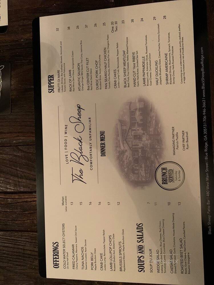Black Sheep Restaurant, Bar & Patio - Blue Ridge, GA menu_pic