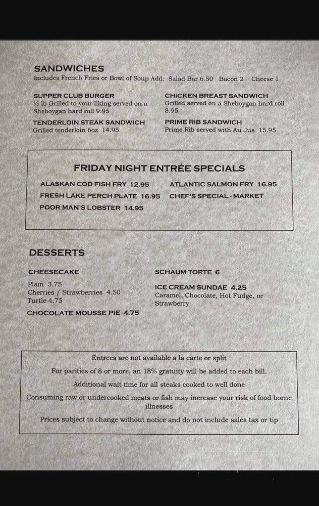 Walden-A Supper Club - West Bend, WI menu_pic