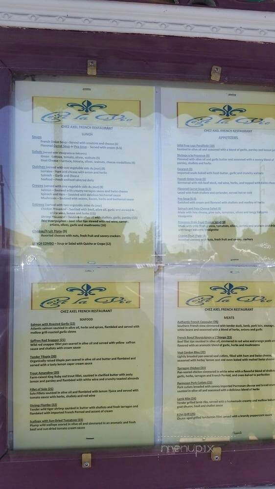 Chez Axel - Albuquerque, NM menu_pic