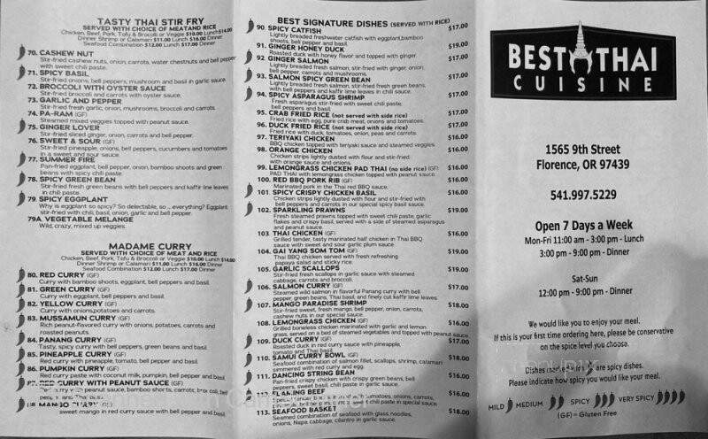 Best Thai Cuisine - Florence, OR