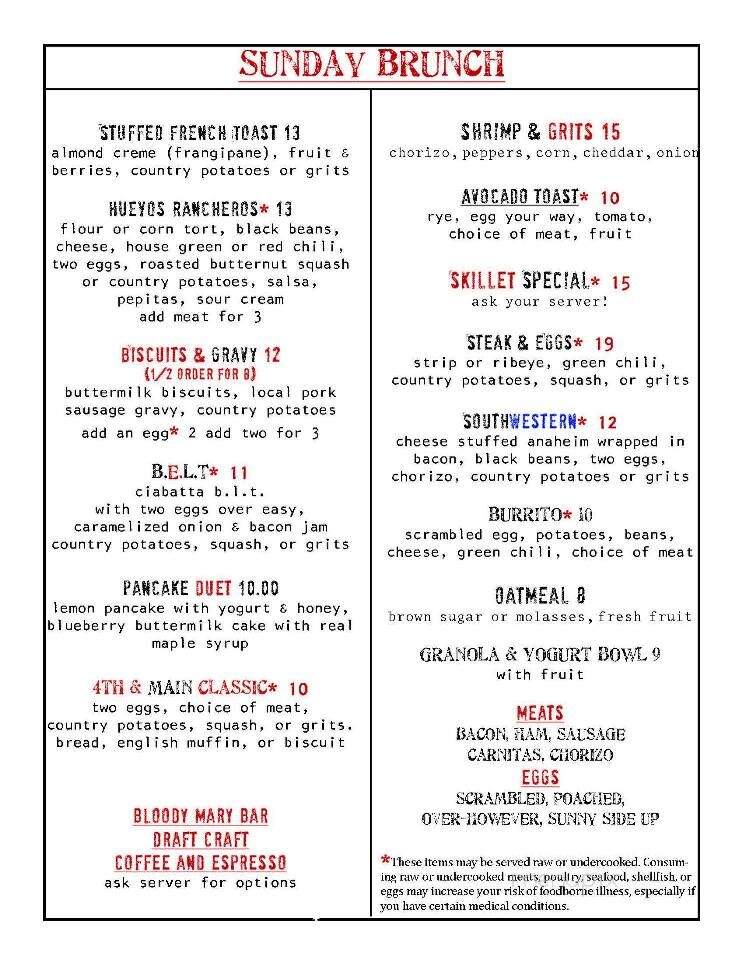 4th & Main Downtown Grill - Wray, CO menu_pic