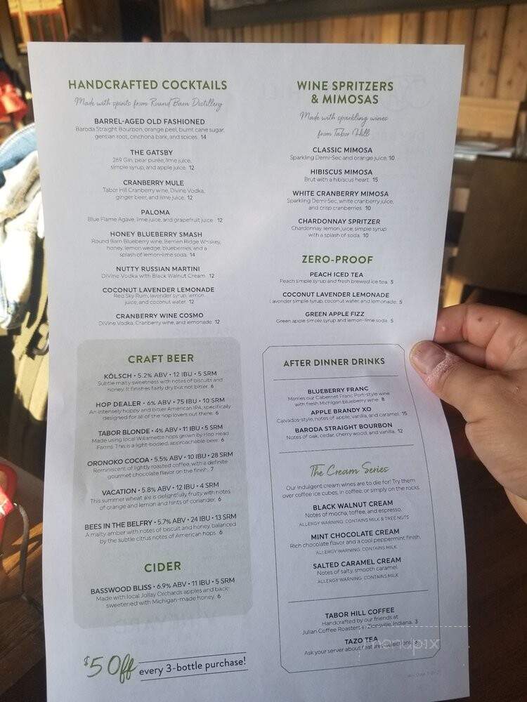 Tabor Hill Winery & Restaurant - Buchanan, MI menu_pic