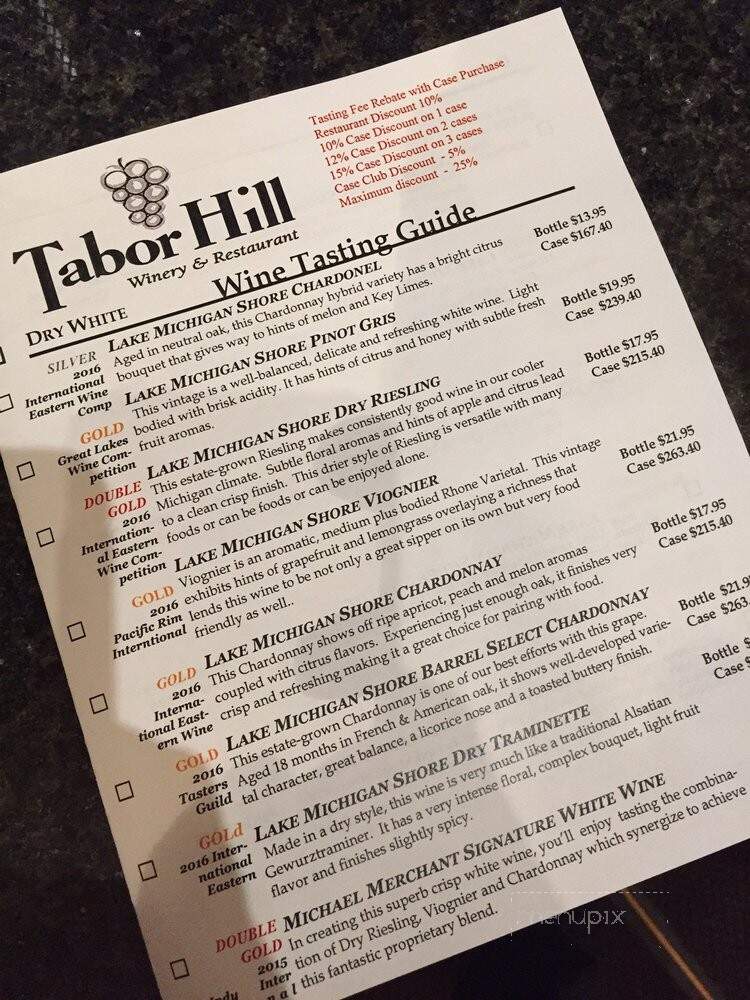 Tabor Hill Winery & Restaurant - Buchanan, MI menu_pic