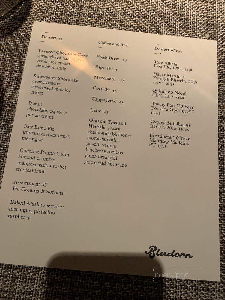 Bludorn - Houston, TX menu_pic