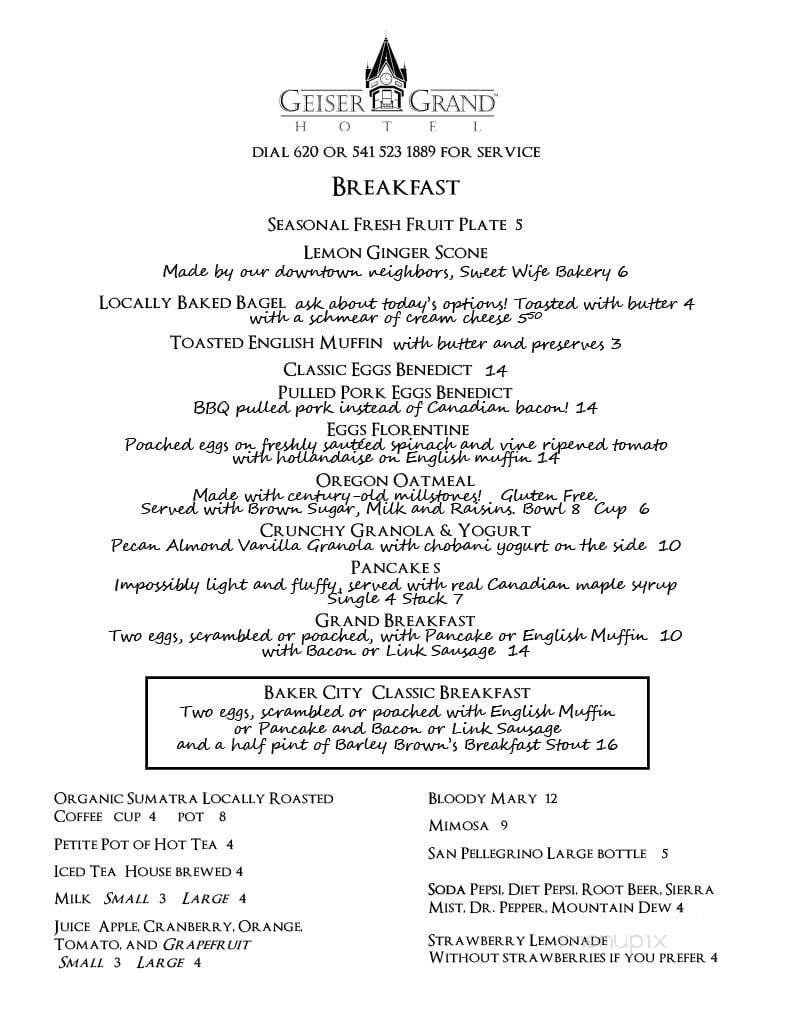 Geiser Grand Hotel - Baker City, OR menu_pic