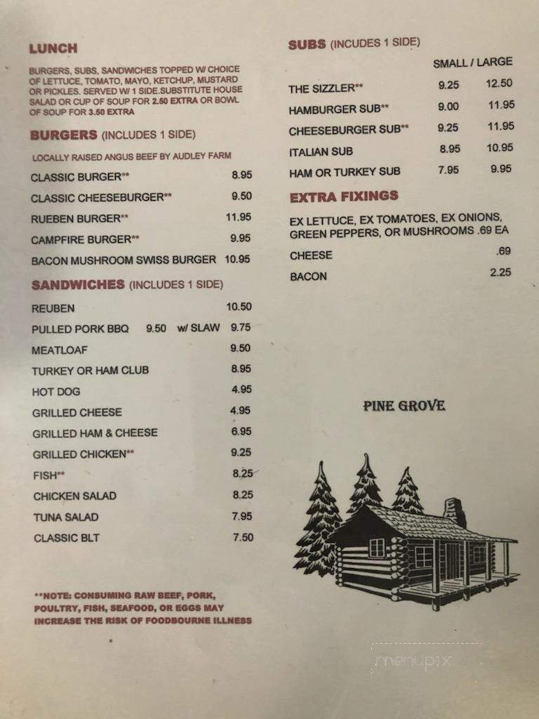 Pine Grove Restaurant - Bluemont, VA menu_pic