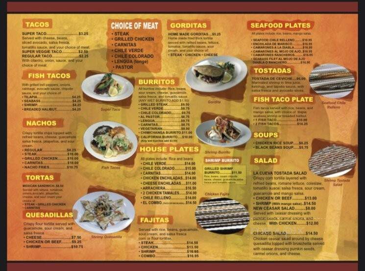 Menu of La Cueva in Saratoga CA 95070