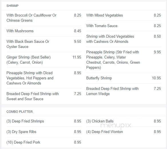 Lee's Chop Suey North - Regina, SK menu_pic