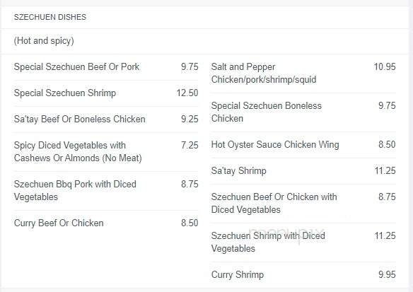 Lee's Chop Suey North - Regina, SK menu_pic