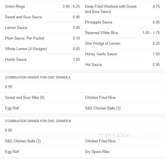 Lee's Chop Suey North - Regina, SK menu_pic