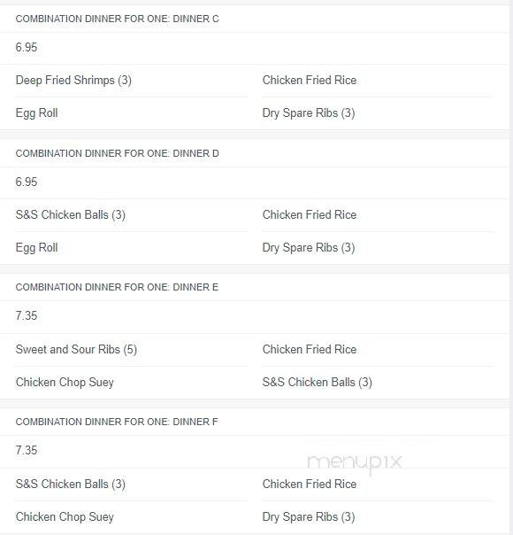 Lee's Chop Suey North - Regina, SK menu_pic