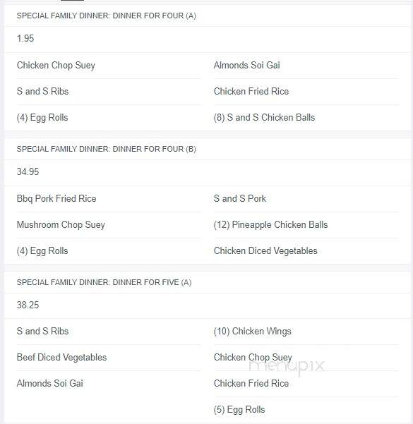 Lee's Chop Suey North - Regina, SK menu_pic