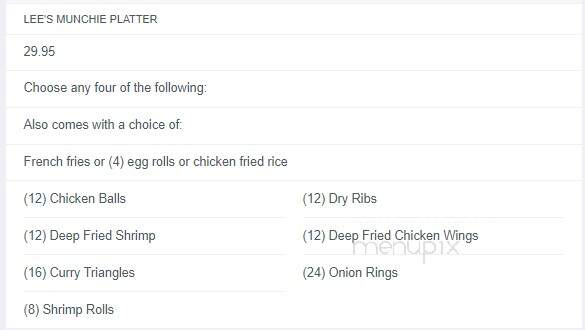 Lee's Chop Suey North - Regina, SK menu_pic