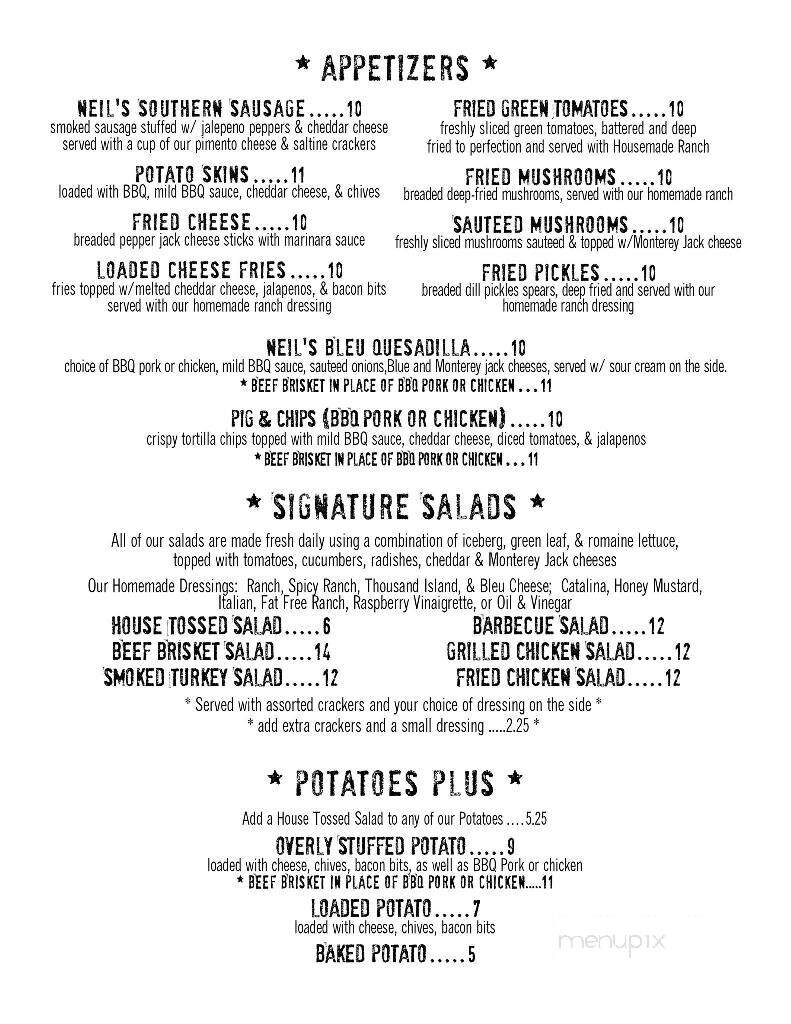 Neil's Barbeque & Grill - Dyersburg, TN menu_pic