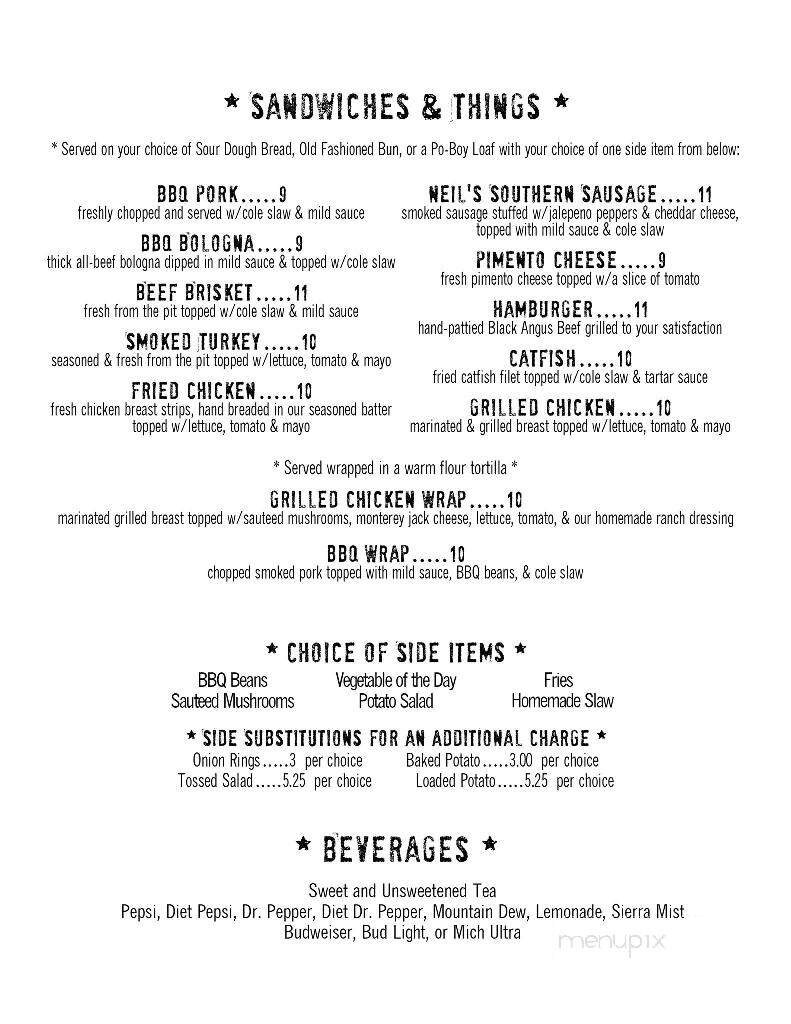 Neil's Barbeque & Grill - Dyersburg, TN menu_pic
